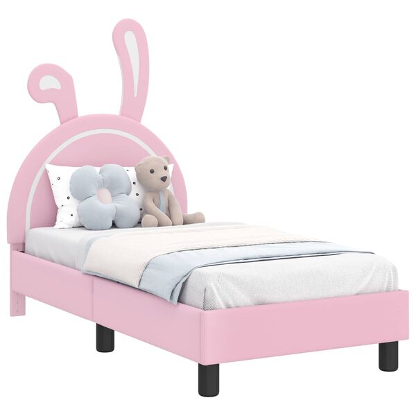 vidaXL Estrutura de Cama para Crian&ccedil;a com Cabeceira Rosa 70 x 140 cm