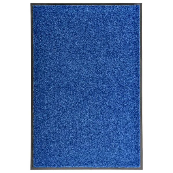 vidaXL Tapete de porta lavável 60x90 cm azul