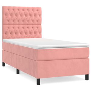 vidaXL Cama com molas/colch&atilde;o 100x200 cm veludo rosa