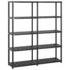 vidaXL Unidade com 5 prateleiras 142x38x170 cm pl&aacute;stico preto