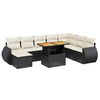 vidaXL 9 pcs conjunto de sof&aacute;s p/ jardim c/ almofad&otilde;es vime PE preto