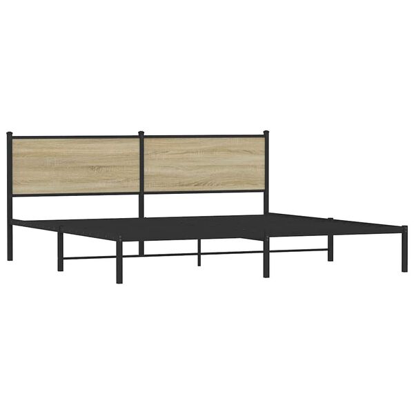 vidaXL Estrutura de cama sem colch&atilde;o 193x203cm metal carvalho sonoma