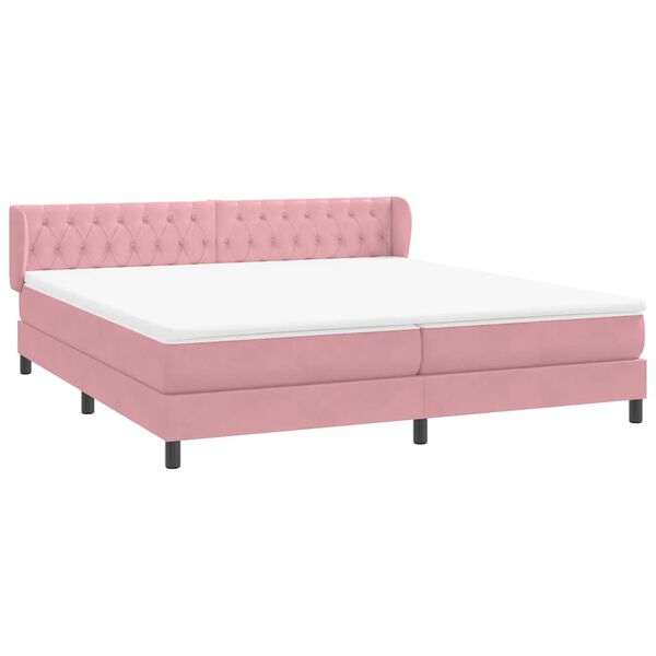 vidaXL Cama com molas colch&otilde;es 200x210 cm veludo rosa