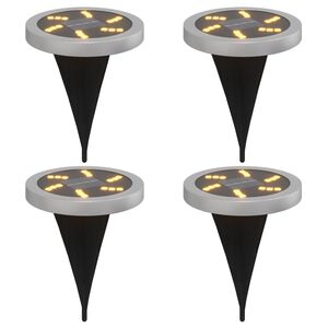vidaXL Luzes solares para exterior com espig&otilde;es 4 pcs branco quente