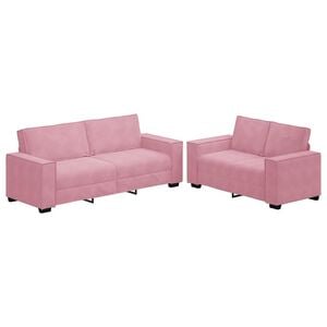 vidaXL Conjunto de sof&aacute; de 2 pe&ccedil;as com almofadas em veludo rosa