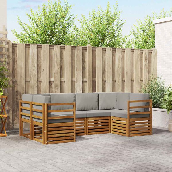 vidaXL Conjuntos de sof&aacute;s com almofada 6 pcs Cinza Natural e Claro