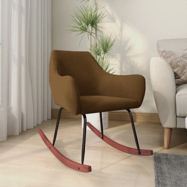 vidaXL Cadeira de baloi&ccedil;o veludo castanho