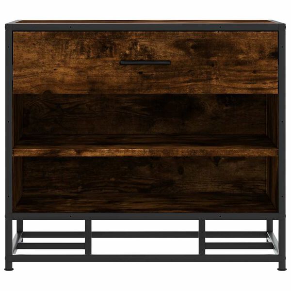 vidaXL Banco para calçado carvalho fumado 60x40x53,5 cm madeira metal