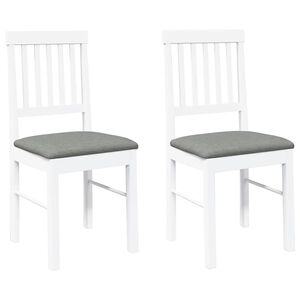 vidaXL Cadeiras de jantar com almofad&otilde;es 2 pcs madeira maci&ccedil;a branco