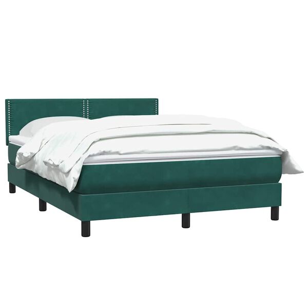 vidaXL Box Cama primavera com Colch&atilde;o Verde Escuro 140x210 cm Veludo