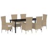 vidaXL Conjunto de Jantar para Jardim 7 unid. Bege vime PE