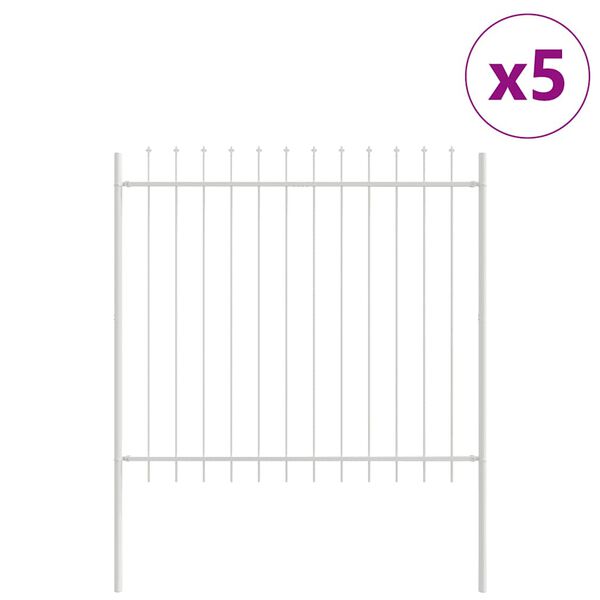 vidaXL Cerca para Jardim 5 pcs Branco 8,5 x 1,5 m