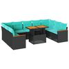 vidaXL 10 pcs conjunto sof&aacute;s de jardim c/ almofad&otilde;es vime PE preto