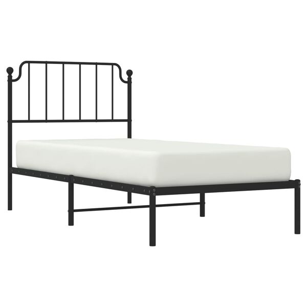 vidaXL Estrutura de cama com cabeceira 90x200 cm metal preto