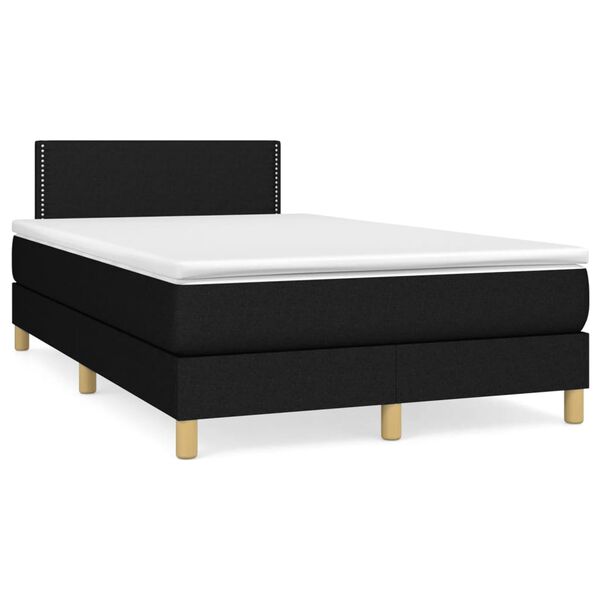vidaXL Cama boxspring com colch&atilde;o 120x190 cm tecido preto