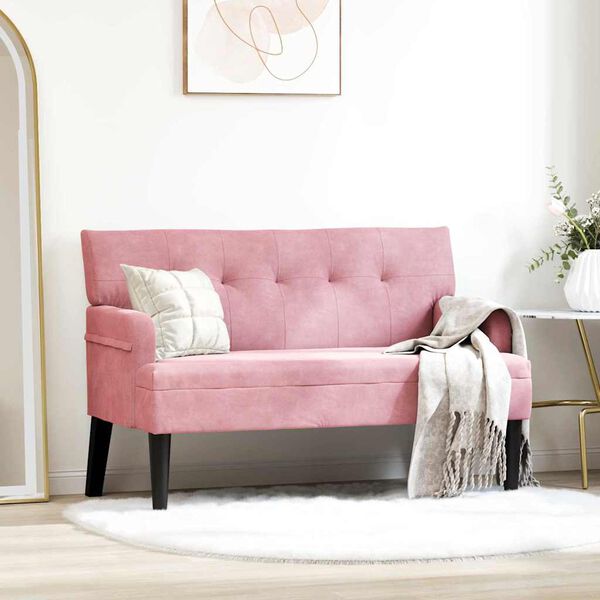 vidaXL Banco Chesterfield Rosa 112 x 65.5 x 75 cm Veludo