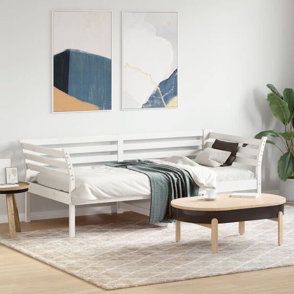 vidaXL Sofá-cama sem colchão 90x190 cm madeira de pinho maciça branco