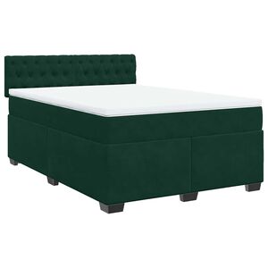 vidaXL Cama com molas/colchão 160x200 cm veludo verde-escuro