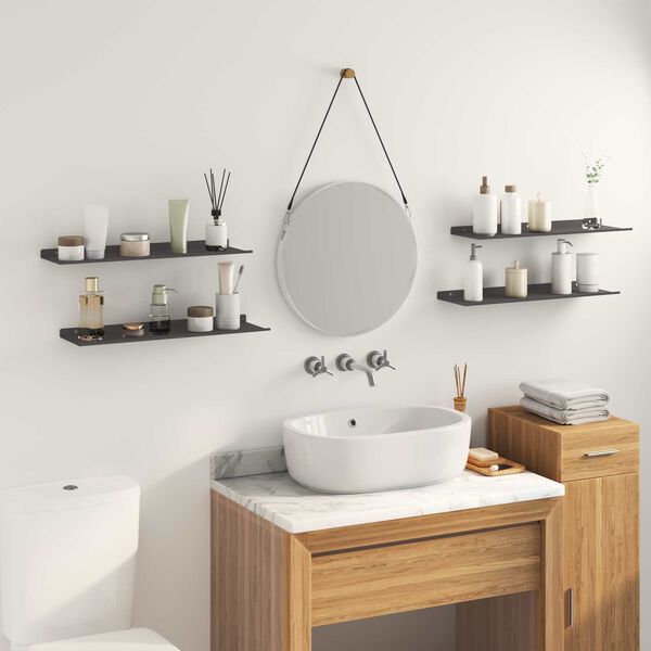 vidaXL Prateleira Flutuante 4 pcs Preto 60 x 18 x 2,5 cm A&ccedil;o