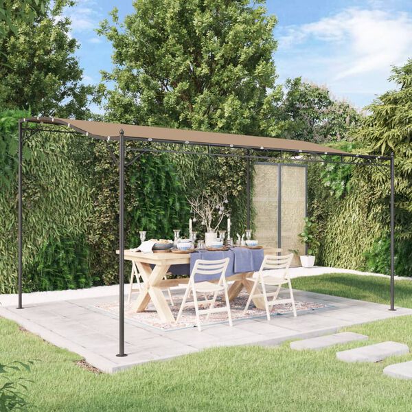 vidaXL Toldo 4x3 m 180 g/m&sup2; tecido e a&ccedil;o cinzento-acastanhado