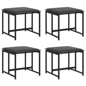 vidaXL Bancos de jardim c/ almofad&otilde;es 4 pcs a&ccedil;o e textilene preto