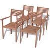 vidaXL Cadeiras de jardim empilh&aacute;veis 4 pcs madeira teca maci&ccedil;a