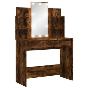 vidaXL Toucador com luzes LED 96x40x142 cm carvalho fumado