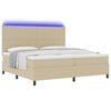 vidaXL Cama Box Spring LED Cinza Claro e Branco 200 x 200 cm