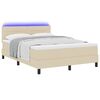 vidaXL Cama Box com colch&atilde;o com led Creme 160 x 200 cm tecido