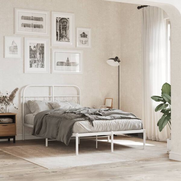 vidaXL Estrutura de cama com cabeceira 120x190 cm metal branco