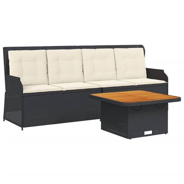 vidaXL 3 pcs conjunto lounge de jardim c/ almofad&otilde;es vime PE preto