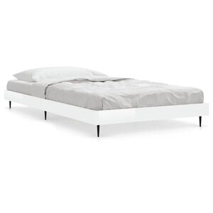 vidaXL Estrutura cama 100x200 cm derivados de madeira branco brilhante