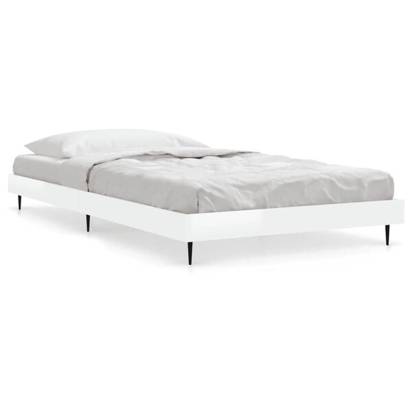 vidaXL Estrutura cama 100x200 cm derivados de madeira branco brilhante