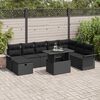 vidaXL Conjunto de Sof&aacute; de Jardim 9 pcs Preto Rattan Sint&eacute;tico