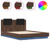 vidaXL Estrutura cama cabeceira/luzes LED 135x190 cm carvalho castanho