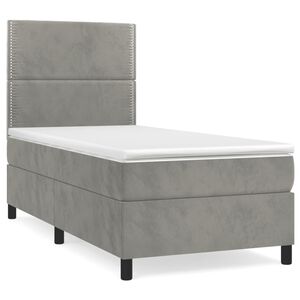 vidaXL Cama com molas/colch&atilde;o 80x200 cm veludo cinza-claro
