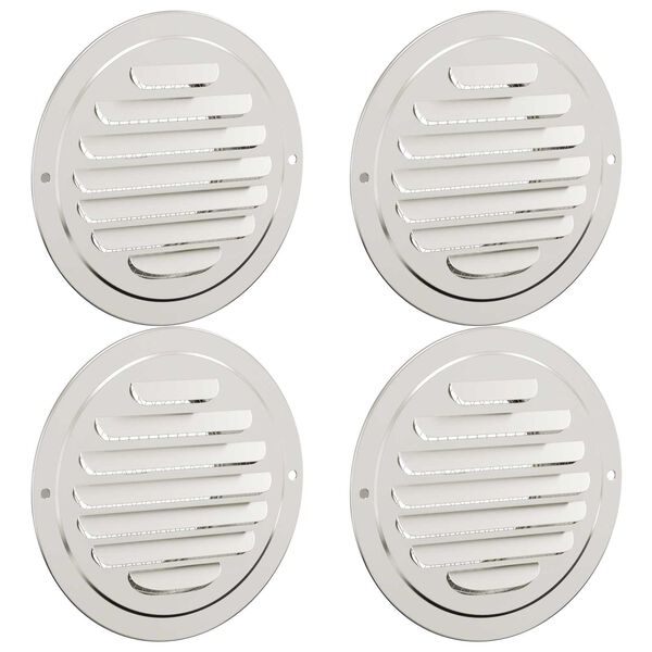 vidaXL Tampas de ventila&ccedil;&atilde;o de ar 4 pcs Prateado 80 mm A&ccedil;o inoxid&aacute;vel