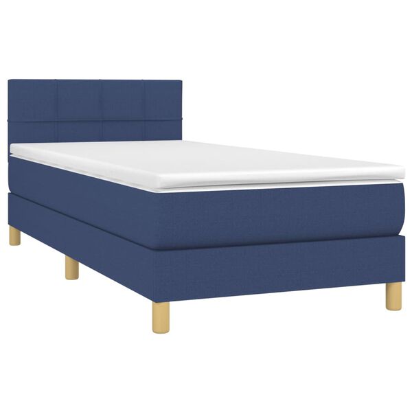 vidaXL Cama box spring c/ colch&atilde;o e LED 80x200 cm tecido azul