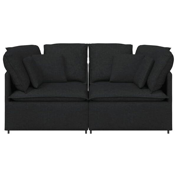 vidaXL Sof&aacute; modular com almofadas tecido preto