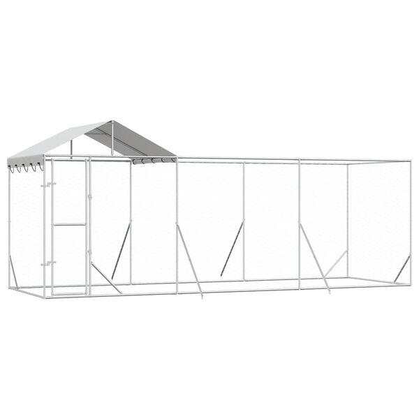 vidaXL Canil de exterior com teto 6x2x2,5 m a&ccedil;o galvanizado prateado