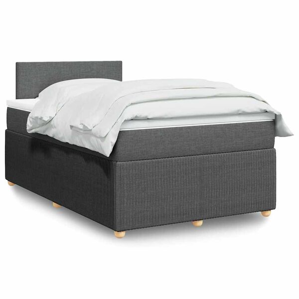 vidaXL Cama boxspring com colch&atilde;o 120x190 cm tecido cinzento-escuro
