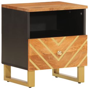 vidaXL Mesa de cabeceira madeira de mangueira maci&ccedil;a castanho e preto