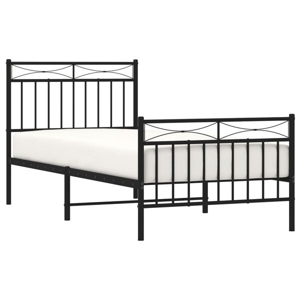 vidaXL Estrutura de cama com cabeceira e p&eacute;s 90x190 cm metal preto