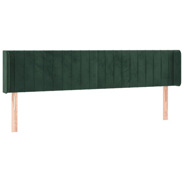 vidaXL Cabeceira cama c/ luzes LED veludo 183x16x78/88 cm verde-escuro