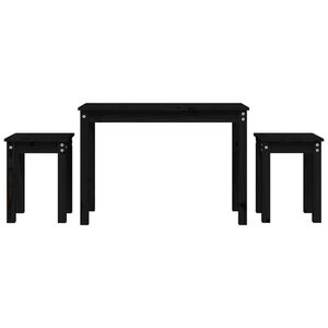 vidaXL Mesas de encastrar 3 pcs madeira de pinho maci&ccedil;a preto