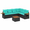 vidaXL 7 pcs conjunto de sof&aacute;s p/ jardim c/ almofad&otilde;es vime PE preto