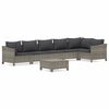 vidaXL 7 pcs conjunto lounge de jardim c/ almofad&otilde;es vime PE cinzento