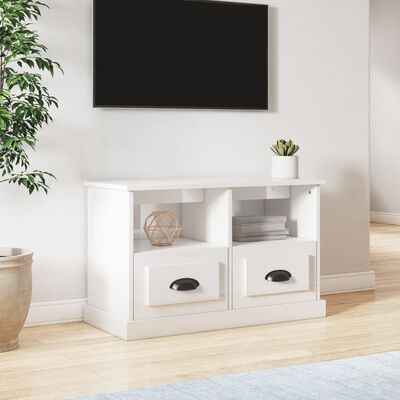 vidaXL Móvel de TV 80x35x50 cm derivados de madeira branco brilhante
