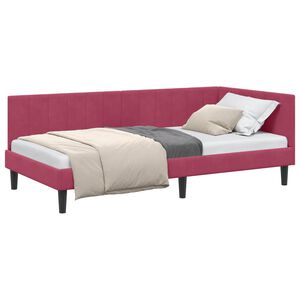 vidaXL Estrutura de Cama de Canto Vinho Vermelho 90 cm x 190 cm Veludo