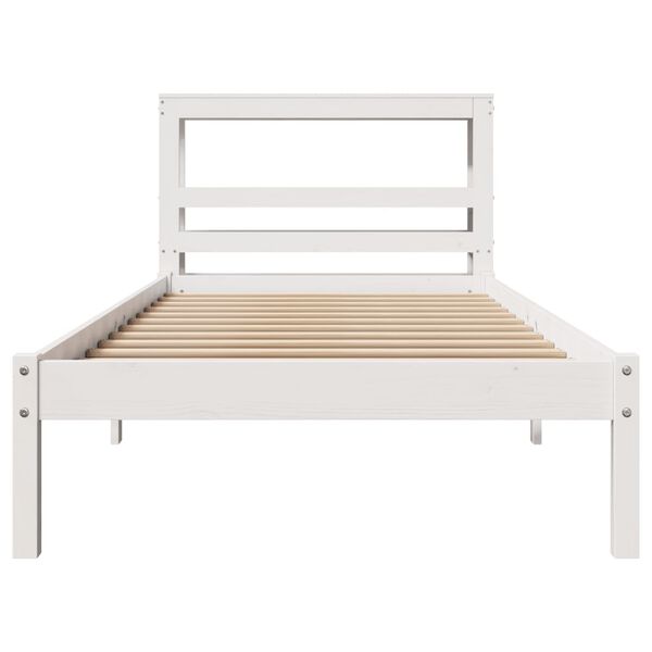 vidaXL Cama sem colch&atilde;o 90x200 cm madeira de pinho maci&ccedil;a branco